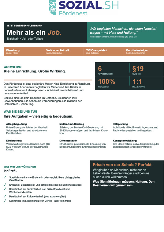 sozial.sh Foerdenest Stellenausschreibung
